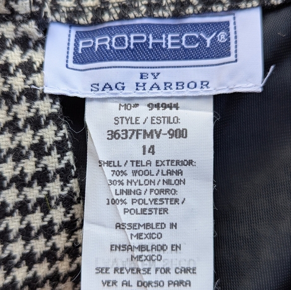 VTG 80s NWT Prophecy by Sag Harbor Wool Houndstooth High Rise Taper Leg Pants 14 - Picture 7 of 9